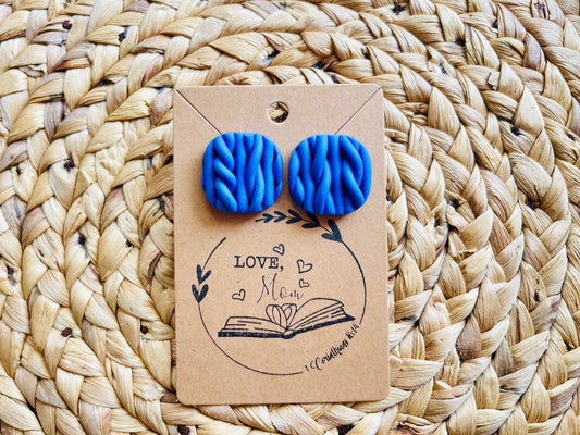 Blue Knitted Sweater Studs