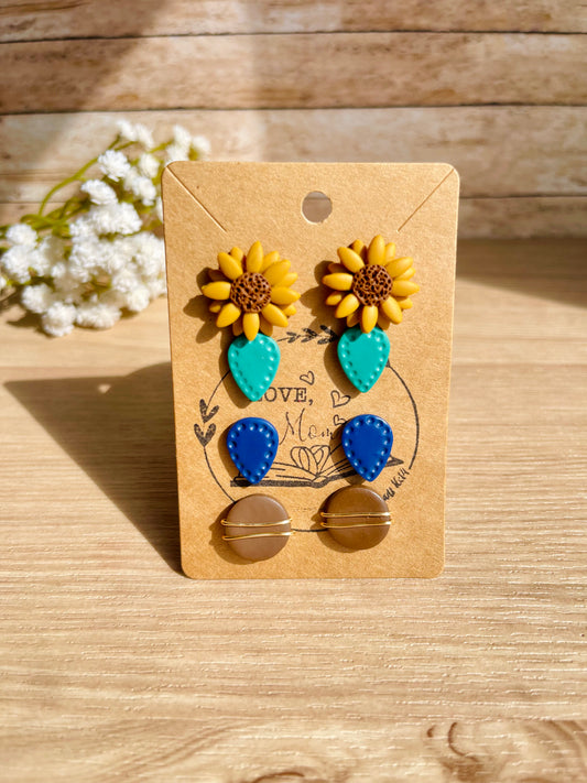 4- Pack Sunflower Studs