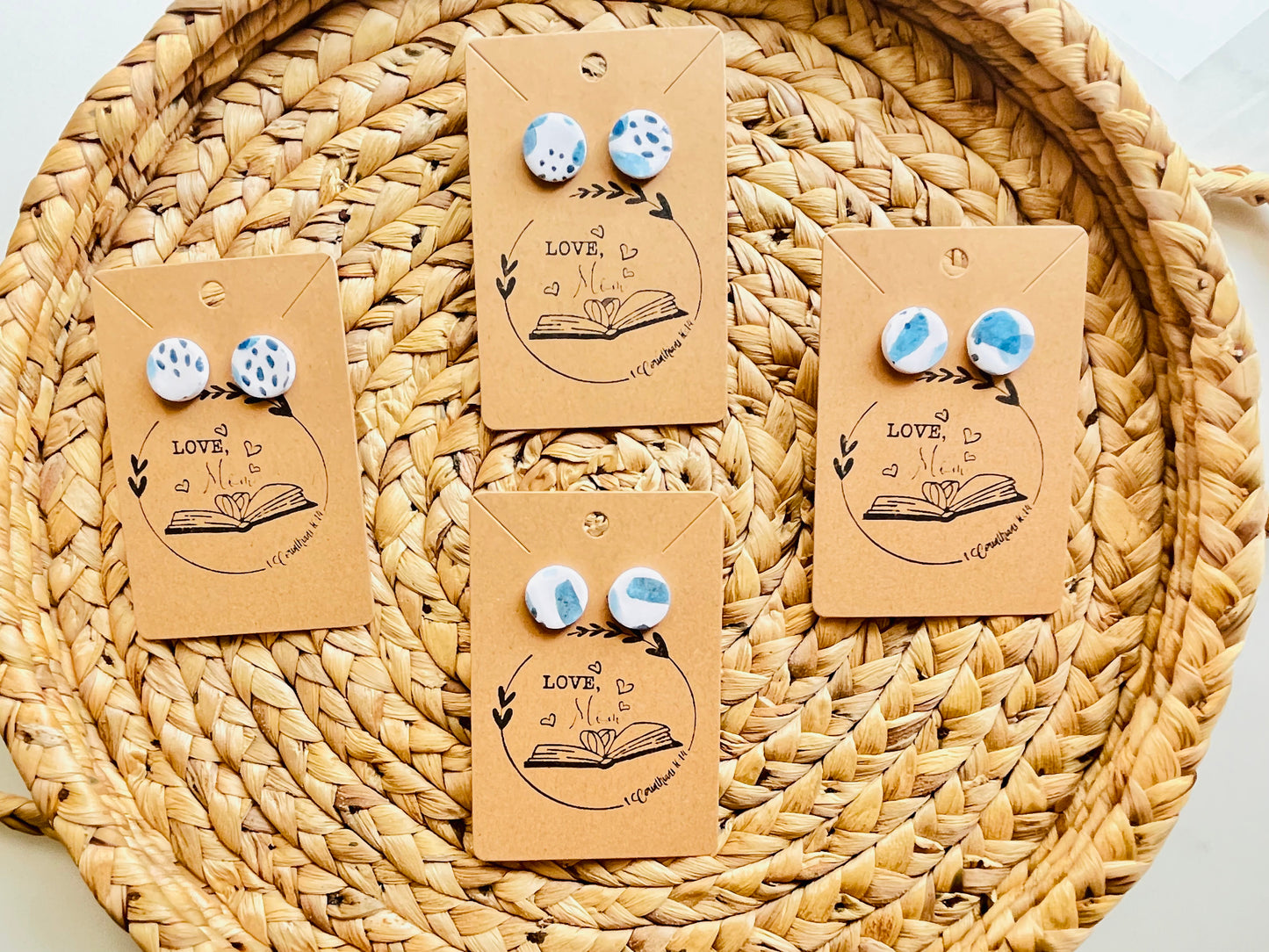 Blue Water Color Studs