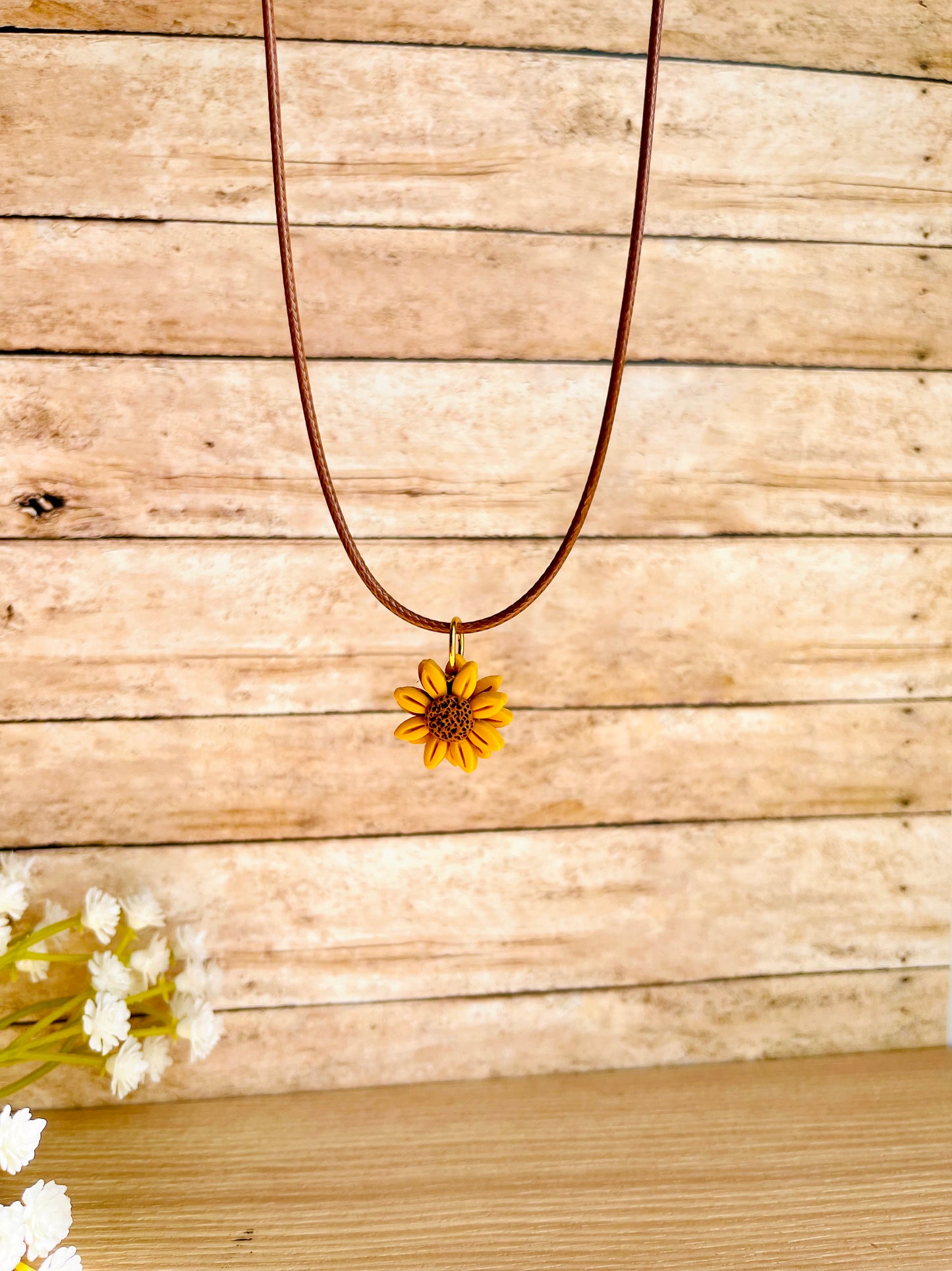 Misty Sunflower Charm Necklace